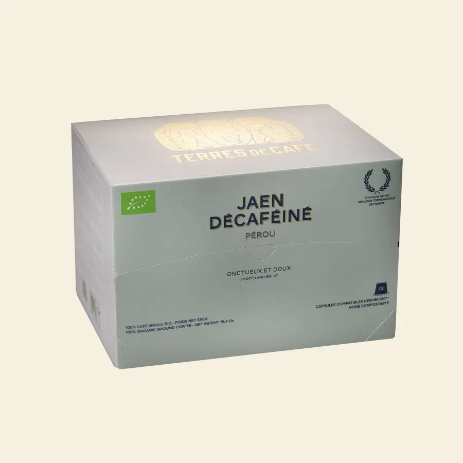 Specialty coffee by Terres de Café - Capsules Home-Compostable Jaen decaffeinated x100