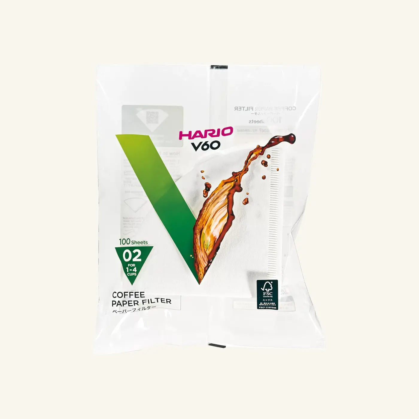 Batch of 100 filters 02 for V60 Dripper HARIO